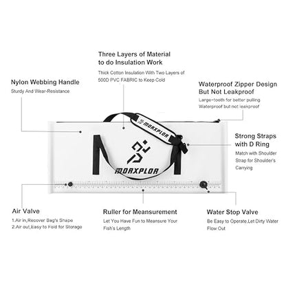 MORXPLOR Insulated Fish Cooler Bag for Fishing 41x17 47x17In 50x20In 60x24 72x30 80X40 Inches,Large Insulated Fish Kill Bag,Fishing Catch Bag Cooler with Water-resistant Zipper - color: 100 White