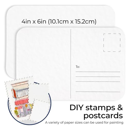 Funto 100% Cotton Watercolor Paper Postcards, 28 Blank Cards + 2 Stamp Sheets, 4x6, 140lb/300gsm, Cold Press, Acid-Free Heavyweight for Artists & Beginners - style: 4x6 Postcards-100% Cotton