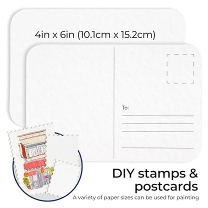Funto 100% Cotton Watercolor Paper Postcards, 28 Blank Cards + 2 Stamp Sheets, 4x6, 140lb/300gsm, Cold Press, Acid-Free Heavyweight for Artists & Beginners - style: 4x6 Postcards-100% Cotton