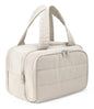 Travel Toiletry Bag for Women, Large Wide-open Puffy Cosmetic Makeup Bag with Wet-Dry Separation, Multi-Pocket Organizer with Carry Handle for Toiletries, Cosmetics, Essentials, Beige - color: Beige