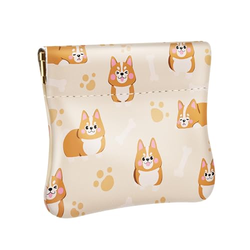 Travelambo Leather Squeeze Coin Purse Pouch Change Holder For Men & Women - color: Orange Fox