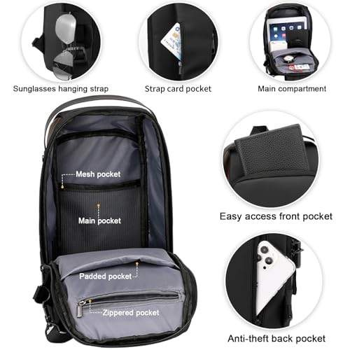 Peicees Mens Crossbody Bag Man Bags Mens Purse Anti-theft Leather Sling Bag Shoulder Bag Chest Bag for Daily Use, Black Black - color: Black Black