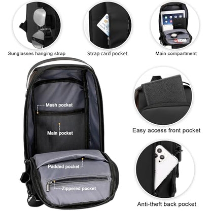 Peicees Mens Crossbody Bag Man Bags Mens Purse Anti-theft Leather Sling Bag Shoulder Bag Chest Bag for Daily Use, Black Black - color: Black Black