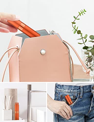 LISAPACK 8ML Atomizer Perfume Spray Bottle for Travel, Empty Refillable Cologne Dispenser, Portable Sprayer (Orange) - color: Orange