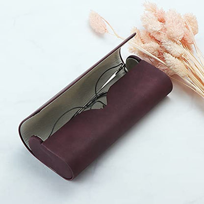 LifeArt Eyeglass Case Hard Shell, Portable Sunglass Case for Women and Men, fashionable PU Leather Eyeglass Case, Lightweight - color: Qhcx(dark Red)