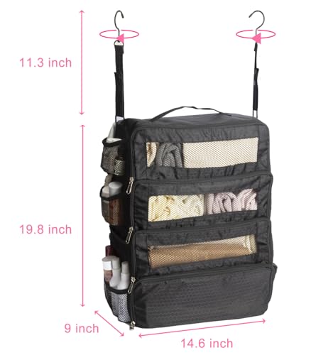 Hanging Travel Organizer, Carry-on Luggage Suitcase Organizer, Travel Essentials Portable Travel Shelves Packing Cube, Black 2