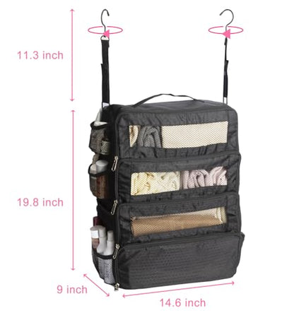 Hanging Travel Organizer, Carry-on Luggage Suitcase Organizer, Travel Essentials Portable Travel Shelves Packing Cube, Black 2