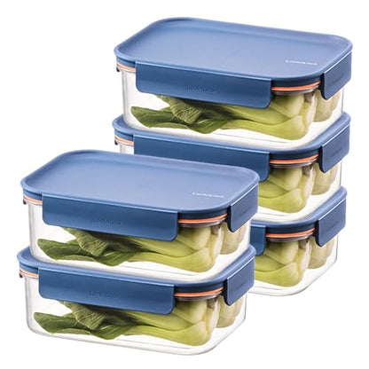 LocknLock Tritan Plastic Bisfree Modular Plus Food Storage Container Set, Lunch, Meal Prep, Stackable, BPA-Free, Leakproof, Freezer-Safe, 10 Pieces, 5 Boxes and 5 Lids, Navy, 910ml - color: Navy, size: 10 set (5 containers & 5 Lids), 910 ml