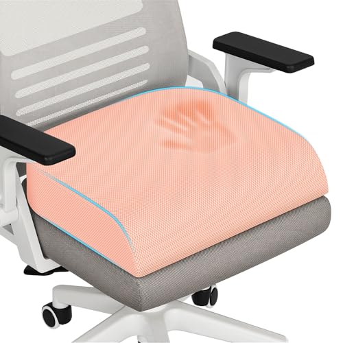TranquilRelax Large Seat Cushion, Memory Foam Cushion for Long Sitting Hours on Office Chair, Home & Car, Non-Slip Chair Pad for Relieving Back & Sciatica & Hip & Coccyx Pain (Pink) - color: Pink, size: Large
