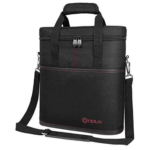 opux 3 Bottle Wine Carrier Tote, Insulated Leakproof Wine Cooler Bag, Wine Travel Bag Tote for Picnic BYOB Beach, Portable Wine Bottle Carrying Case, Gift for Wine Lover Women Men Christmas, Black - color: Black