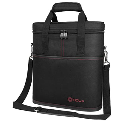 opux 3 Bottle Wine Carrier Tote, Insulated Leakproof Wine Cooler Bag, Wine Travel Bag Tote for Picnic BYOB Beach, Portable Wine Bottle Carrying Case, Gift for Wine Lover Women Men Christmas, Black - color: Black