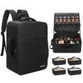 Relavel Makeup Backpack Extra Large Travel Train Case Professional Makeup Artist Kit Set Bag with 4 Clear Bags, Brush Storage Organizer Box with Dividers for Cosmetic Hair Tools Barber Supplies, Black - color: Black