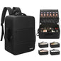 Relavel Makeup Backpack Extra Large Travel Train Case Professional Makeup Artist Kit Set Bag with 4 Clear Bags, Brush Storage Organizer Box with Dividers for Cosmetic Hair Tools Barber Supplies, Black - color: Black
