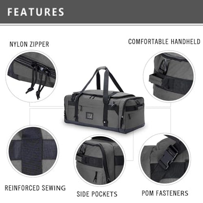 Large Duffle Bag for Travel - Men & Women, Foldable Gym Duffle Backpack, Heavy Duty Tactical Military Canvas Duffel Bags, Extra Big Carry On with Shoe Pockets, Waterproof (80L/103L) - color: Grey, size: L(103L)