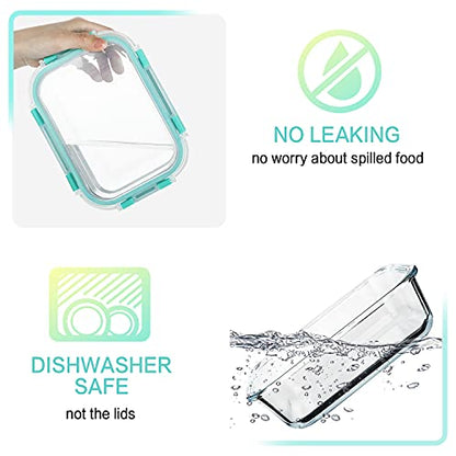 M MCIRCO 10-Pack 22 Oz Glass Meal Prep Containers with Lids - Microwave, Oven, Freezer & Dishwasher Safe - Green - color: green