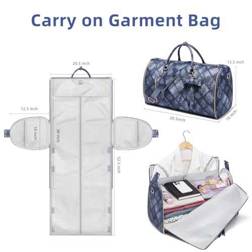 Convertible Garment Duffel Bag for Travel, 2-in-1 Foldable Travel Bag with Shoe Compartment, 20.5x10x12.5Inch Carry On Weekender Bags for Men Women Business Trip, Vacation, Graduation, Blue - color: Sapphire