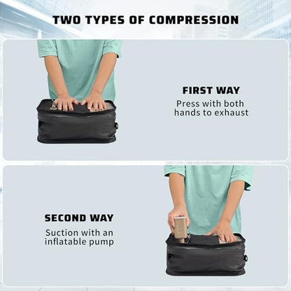 ONTYZZ Travel Vacuum Compression Bags 12 inch Space Saver Bags Vacuum Travel Case with IP67 Waterproof Zipper for Socks, Underwear, Two Bag Black - color: 12'' Two Bag