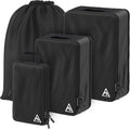 Well Traveled 4 pcs Compression Packing Bags Cubes Set with HybridMax Double-Capacity Design - Packing Cubes for Travel Compression to Maximize Limited Luggage Space, Black - color: Black, size: 4-piece