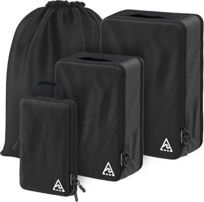 Well Traveled 4 pcs Compression Packing Bags Cubes Set with HybridMax Double-Capacity Design - Packing Cubes for Travel Compression to Maximize Limited Luggage Space, Black - color: Black, size: 4-piece