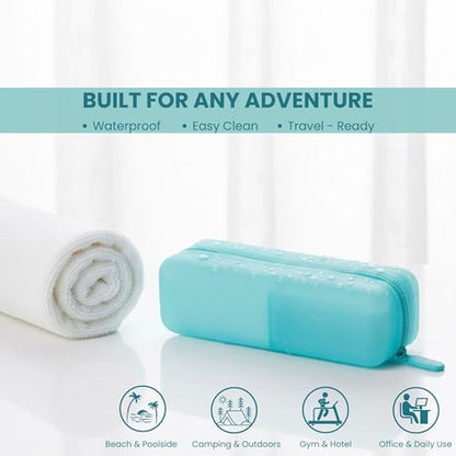 Cotton Pad Swab Travel Case, 2-in-1 Waterproof Organizer, VISFRESH (Blue) - color: Blue