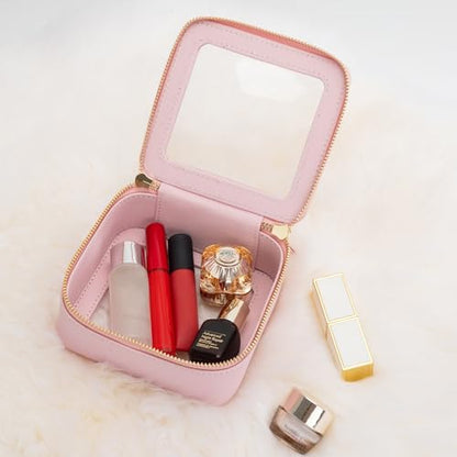 Aveniee Small Clear Makeup Bag,Mini Travel Toiletry Organizer TSA Approved,Waterproof Cosmetic Case with Zipper,Cute Car Essentials Pouch for Women,Pink - color: Pink, style: Mini Trend