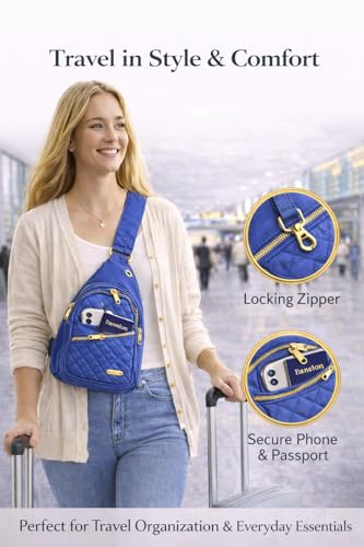 Travel Essentials Gift Set for Women – 7 Pc Travel Kit with Sling Bag, TSA Pouch, Jewelry Case & Sleep Mask - color: Mystic Blue