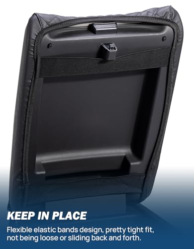 JOYTUTUS Center Console Cover Compatible with 2023-2025 2026 Pilot & 2024 Passport Ridgeline, Car Armrest Cover Console Pad Cushion, Black Leather Center Console Armrest Cover lid Middle Console Cover - color: Black