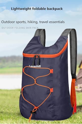 levayhill 16L Foldable Hiking Backpack,Small Packable Daypack,Dark Blue | Lightweight ,Outdoor Collapsible Rucksack,Ultralight Folding Back Pack, Water Repellent, Men Women Travel Gym, Easy Carry-on - color: Dark Blue
