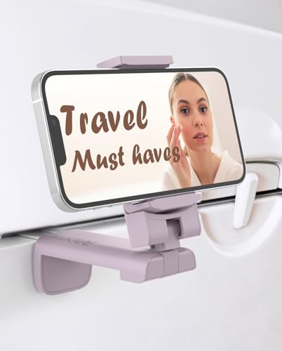 MiiKARE Travel Essentials Airplane Phone Holder, Universal Handsfree Phone Mount for Flying with 360 Degree Rotation, Travel Must Haves Phone Stand for Desk, Tray Table, Purple - color: Purple
