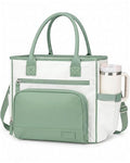 HOMESPON Insulated Lunch Bag Women Wide Opening Adult Lunch Box Large Leakproof Cooler Bag for Work Picnic Beach Family College Lunch Teacher Tote Bag with Adjustable Shoulder Strap Cup Holder(Green) - color: Green