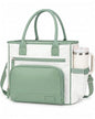 HOMESPON Insulated Lunch Bag Women Wide Opening Adult Lunch Box Large Leakproof Cooler Bag for Work Picnic Beach Family College Lunch Teacher Tote Bag with Adjustable Shoulder Strap Cup Holder(Green) - color: Green