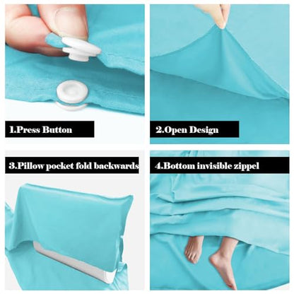 Sleeping Bag Liner,Travel Sheet & Adult Sleep Sack, Camping Sheets Travel Sleep Sack for Backpacking,Hotels & Hostels -Lightweight Single &Double Travel Sheet Camping Sheets - color: Double Glacier Blue