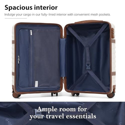 Coolife Luggage Set Suitcase Carry On Luggage PC Hardshell Luggage TSA Lock Spinner Wheels Telescopic Handle - color: Navy, size: 3 piece set (DB/TB/20)