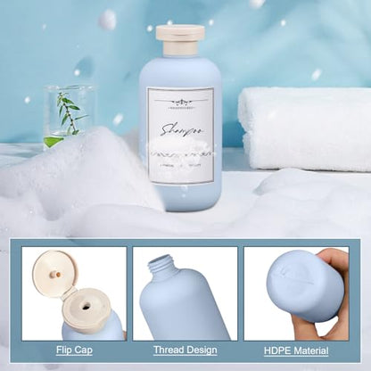 10oz Travel Shampoo Bottle, Empty Plastic Squeeze Bottles with Flip Cap, Lotion Container for Toiletries Travel Size Shampoo and Conditioner (3 PACK BLUE) - color: Blue, size: 10 oz