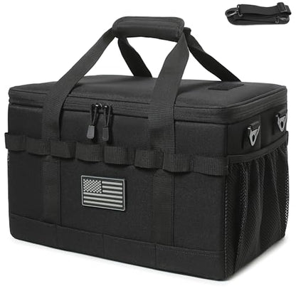 Tactical Camping Storage Bag 28L Tactical Utility Tote Bag Camping Cookware Organizer Trunk Organizer - color: Black