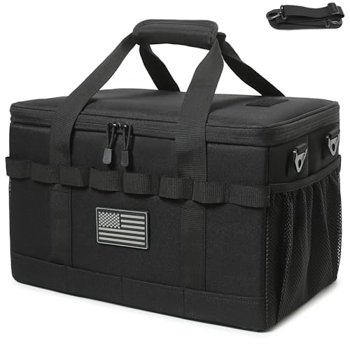 Tactical Camping Storage Bag 28L Tactical Utility Tote Bag Camping Cookware Organizer Trunk Organizer - color: Black