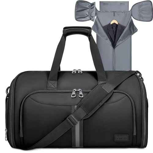 BALEINE Travel Garment Bag, Travel Suit Bag for Men, Water Resistant Carry on Garment Bag for Hanging Clothes, Garment Duffel Bag for Travel Business (Pure Black-Convertible) - color: Pure Black-Convertible