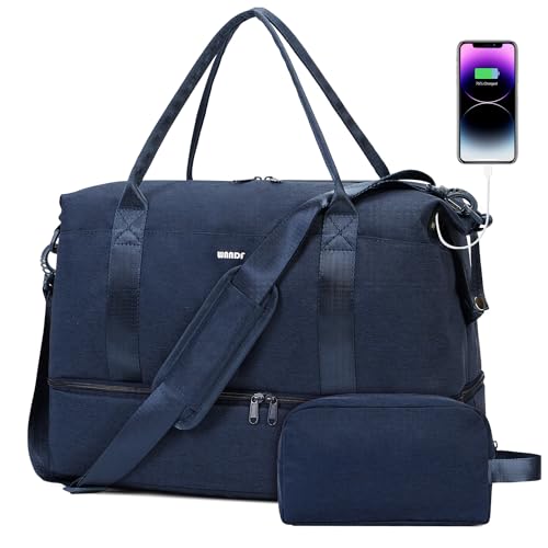 For Spirit Airlines Personal Item Bag Underseat Carry On Bag with Wet Pocket & Shoe Compartment & USB Charging Port - color: Blue