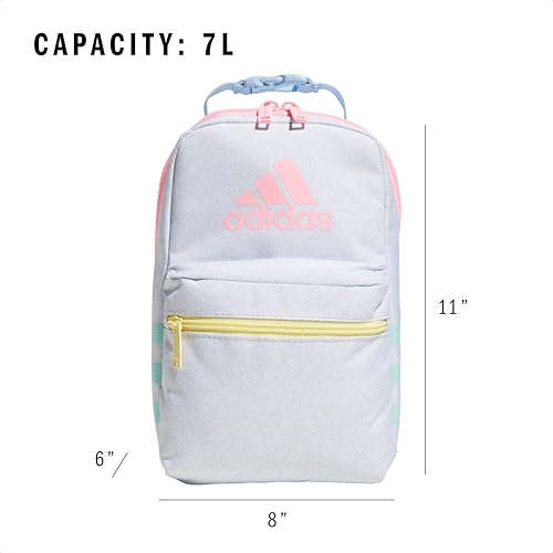 adidas Santiago Lunch Bag Cooler for Women and Men, Insulated Food Container Box with Mesh Pocket, Twill White/Clear Sky Blue/Pink Spark/3.0, One Size - color: Spray Gradient Team Royal Blue/Night Indigo/Frozen Lemon Yellow/4