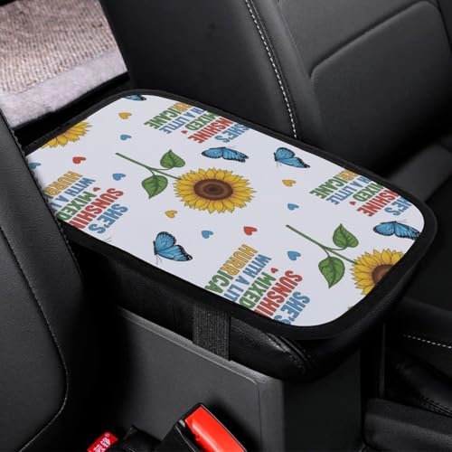 Car Center Console Cover Beautiful Sunflowers, Armrest Cushion for Car, Universal Fit Seat Box Pad for Cars, Trucks, SUVs - color: Picture (63)