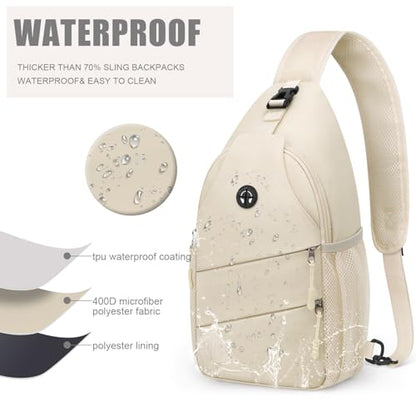 Pritent Crossbody Bags for Women Men Trendy Sling Bag Backpack Casual Chest Bag with Convertible Shoulder Strap - color: Beige, size: Large