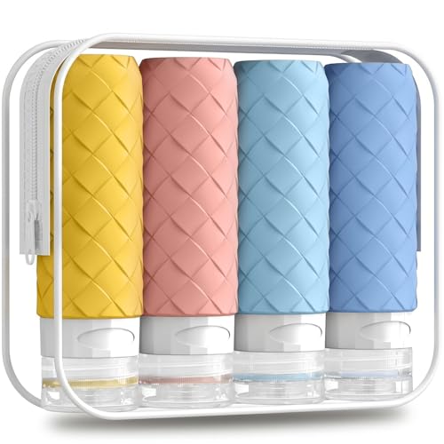 Silevoler Travel Bottles for Toiletries, TSA Approved Silicone Travel Size Containers for Toiletries, BPA Free Leak Proof Refillable Essentials Accessories, Shampoo and Conditioner Bottles (Bright) - color: Bright