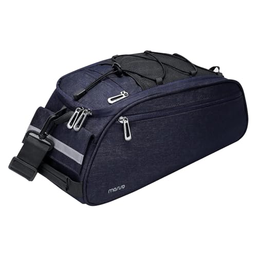 MOSISO Bike Rack Bag, Waterproof Bicycle Trunk Pannier Rear Seat Pouch Cycling Bike Carrier Backseat Storage Luggage Saddle Shoulder Bag - color: Navy Blue