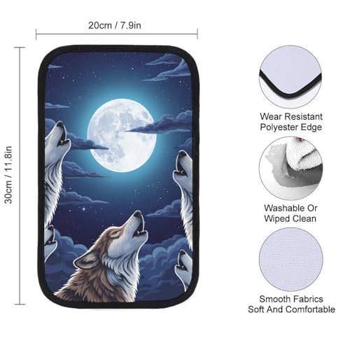 Car Handrail Box Cushion Full Moon Howling Wolf, Anti Slip Center Console Cover, Universal Fit for Cars, Trucks, SUVs - color: Picture (72)