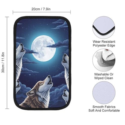 Car Handrail Box Cushion Full Moon Howling Wolf, Anti Slip Center Console Cover, Universal Fit for Cars, Trucks, SUVs - color: Picture (72)