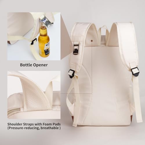Cooler Backpack Insulated Waterproof 35 Cans,Two Compartments Backpack Cooler,Lightweight Back Pack for Women/Men - color: Creamy White