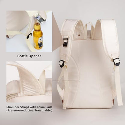 Cooler Backpack Insulated Waterproof 35 Cans,Two Compartments Backpack Cooler,Lightweight Back Pack for Women/Men - color: Creamy White
