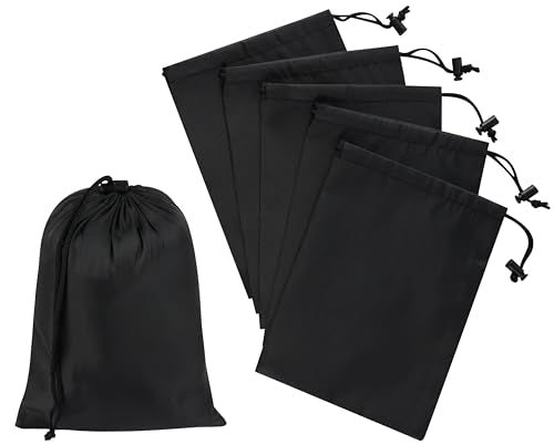 PALTERWEAR Drawstring Bag with Toggle - Nylon Cinch and Ditty Pouch - Six Pack (Black, 6 x 8 Inch, Set of 6) - color: Black, size: 6 x 8 Inch