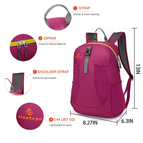 sinotron 22L Lightweight Packable Hiking Backpack, Small Hiking Backpack Day Pack for Women Men Travel Camping Vacation - color: Red