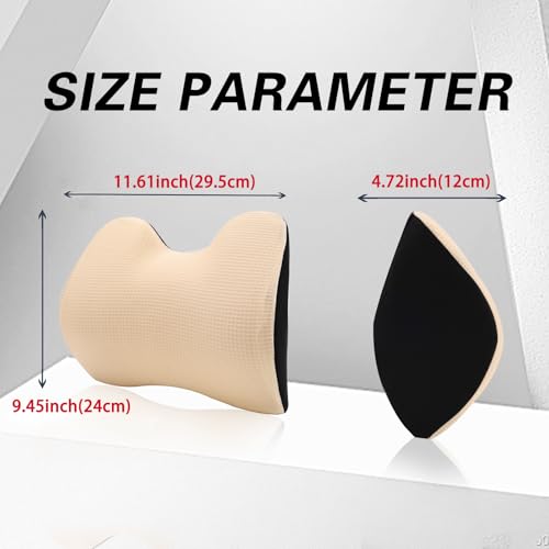 SPRFUFLY Make Restful Car Headrest Pillow, Car Pillow for Driving with Adjustable Strap, Breathable Removable Cover & Ergonomic Design - Softness Travel Car Neck Support Pillow(Beige, 1PC) - color: Beige02